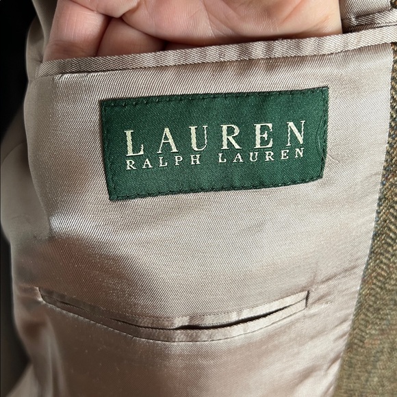 Vintage Lauren Ralph Lauren Wool Blazer | 46 Long | Brown Herringbone Tweed - Picture 5 of 9